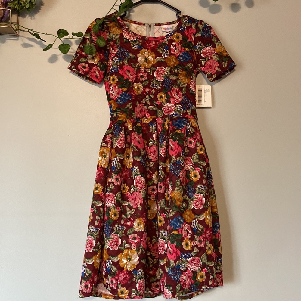 Lularoe Quilted Floral Dress WITH POCKETS - Picture 2 of 7
